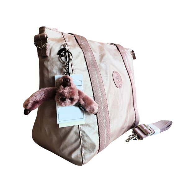 reduced brand new kipling vintage Asseni Small Tote Bag crossbody metallic pink - Picture 3 of 16